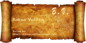 Baksa Vulfia névjegykártya